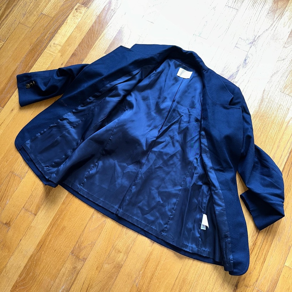 Pendleton Blazer Womens 14 Navy Virgin Wool Made in USA One Button Lined Flap - Picture 8 of 11